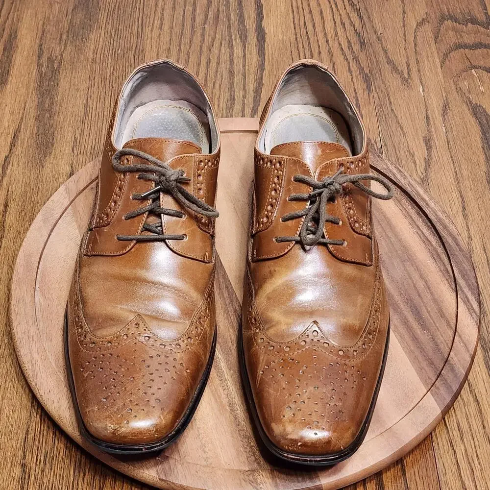Stacy Adams Dress Shoes Mens Size 11 Brown Leather Brogue Wingtip 24738-221